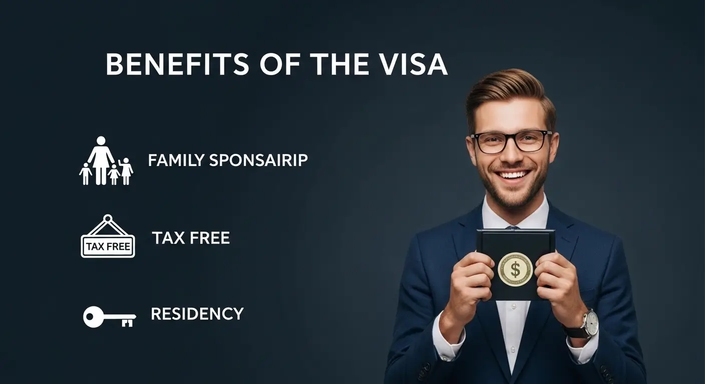 UAE property visa benefits showing family sponsorship, tax-free living and long-term residency options