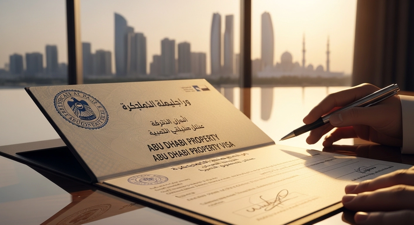 Abu Dhabi Property Visa sign on paper