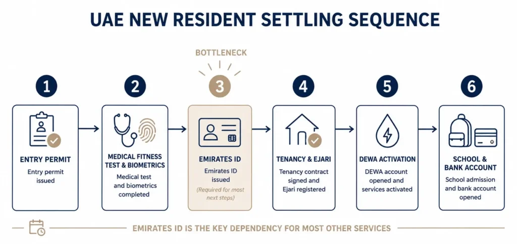 Order of steps to settle in the UAE after a residence visa is approved